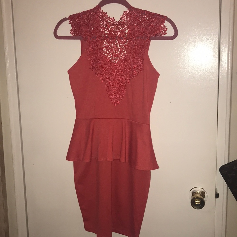 Coral lace dress!